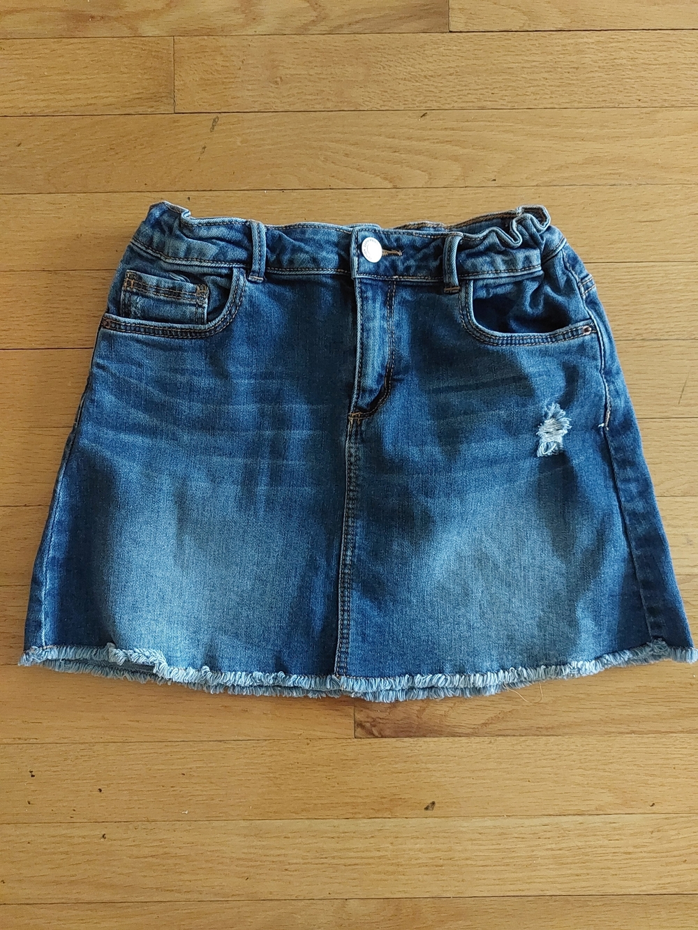 Zara Girl's Blue Denim Skirt with Frayed Hem
